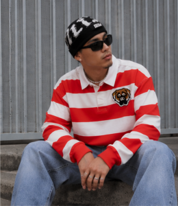 Rocky Rocky Stripe Polo Shirt with Dog Bagde