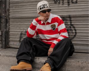 Rocky Rocky Stripe Polo Shirt with Dog Bagde
