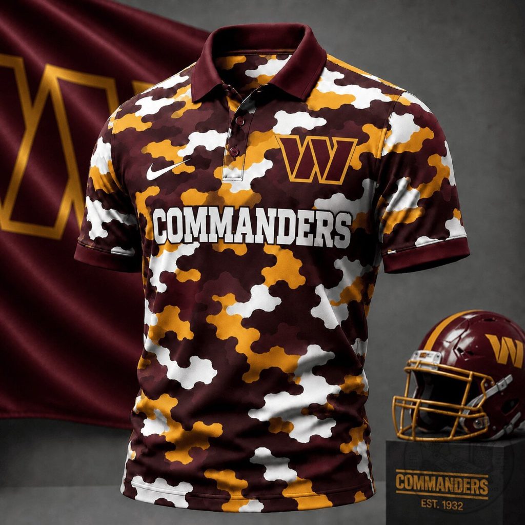 Washington Commanders Camouflage Pattern Premium Polo Shirt Washington Commanders Camouflage Pattern Premium Polo Shirt