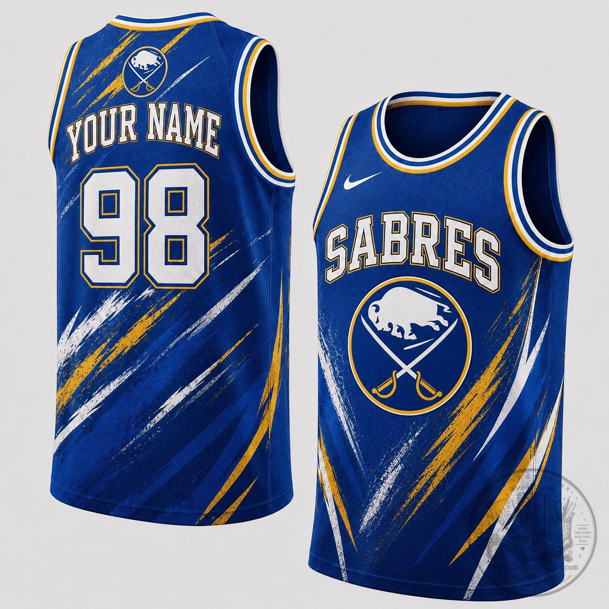 Buffalo Sabres Personalized Blue Lightning Strike Hockey Jersey