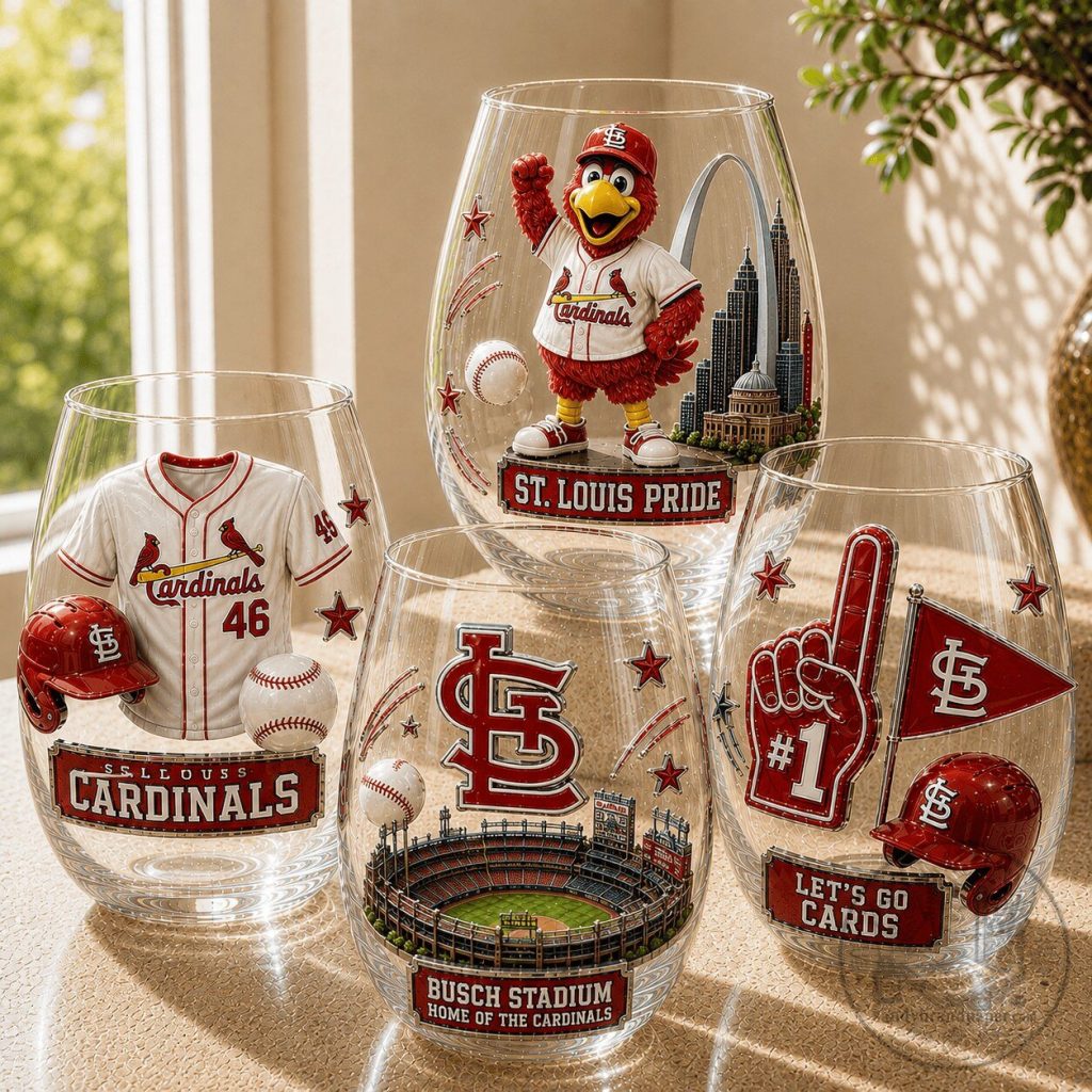 St. Louis Cardinals Baseball Team Stemless Wine Glass Set St. Louis Cardinals Baseball Team Stemless Wine Glass Set