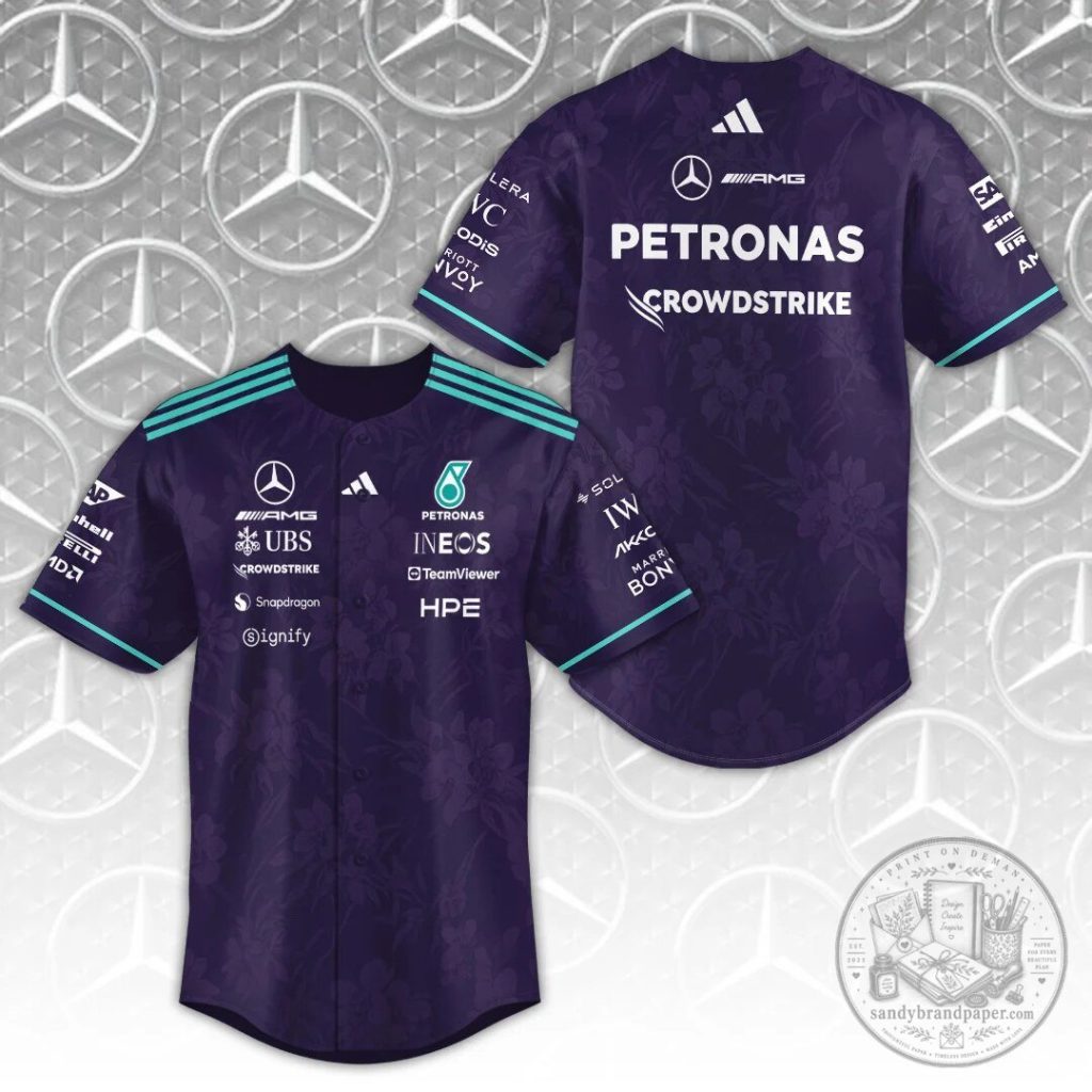 Mercedes AMG Petronas Formula One Team Floral Pattern Baseball Jersey