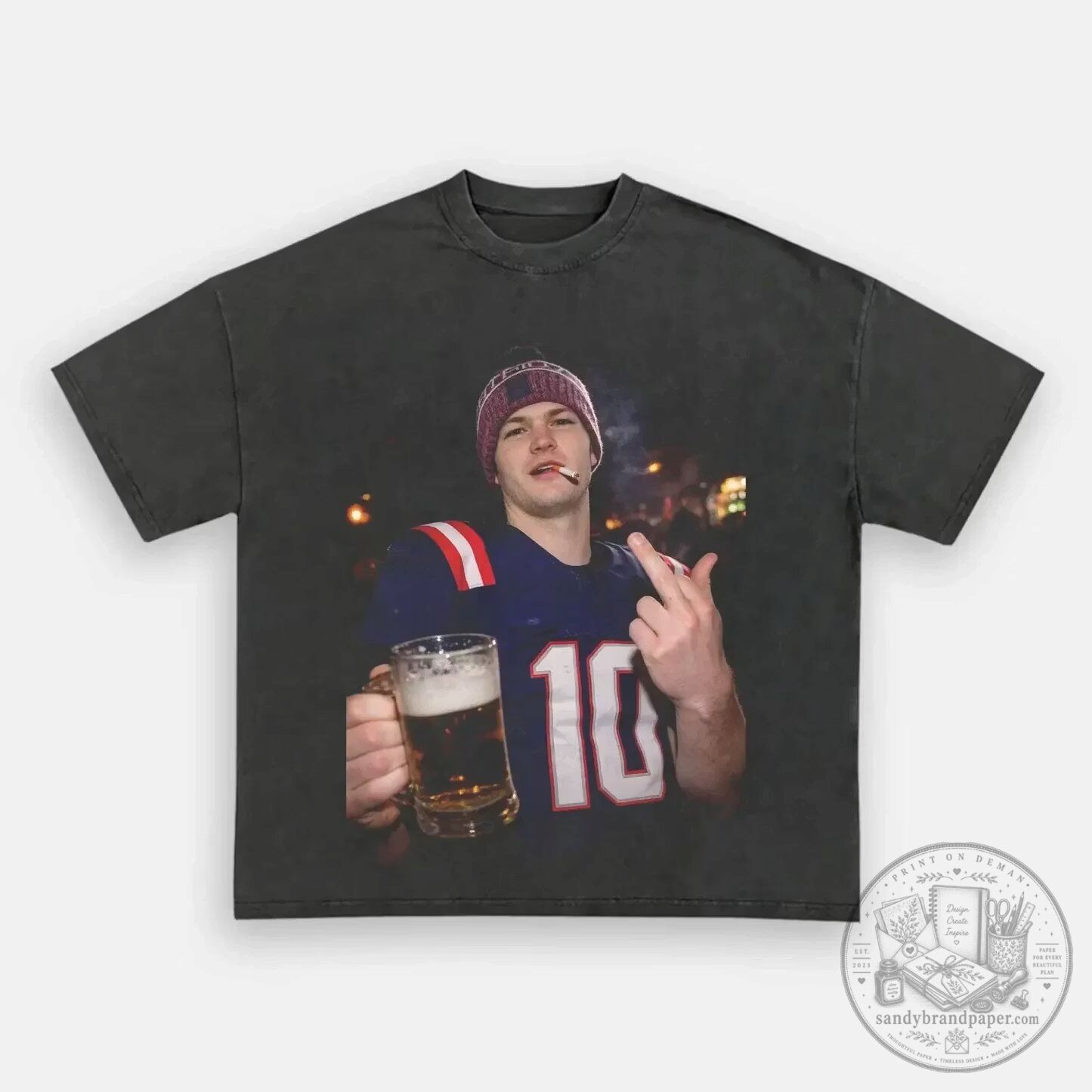 Drake Maye After Hours Football Player Photo Graphic T-Shirt