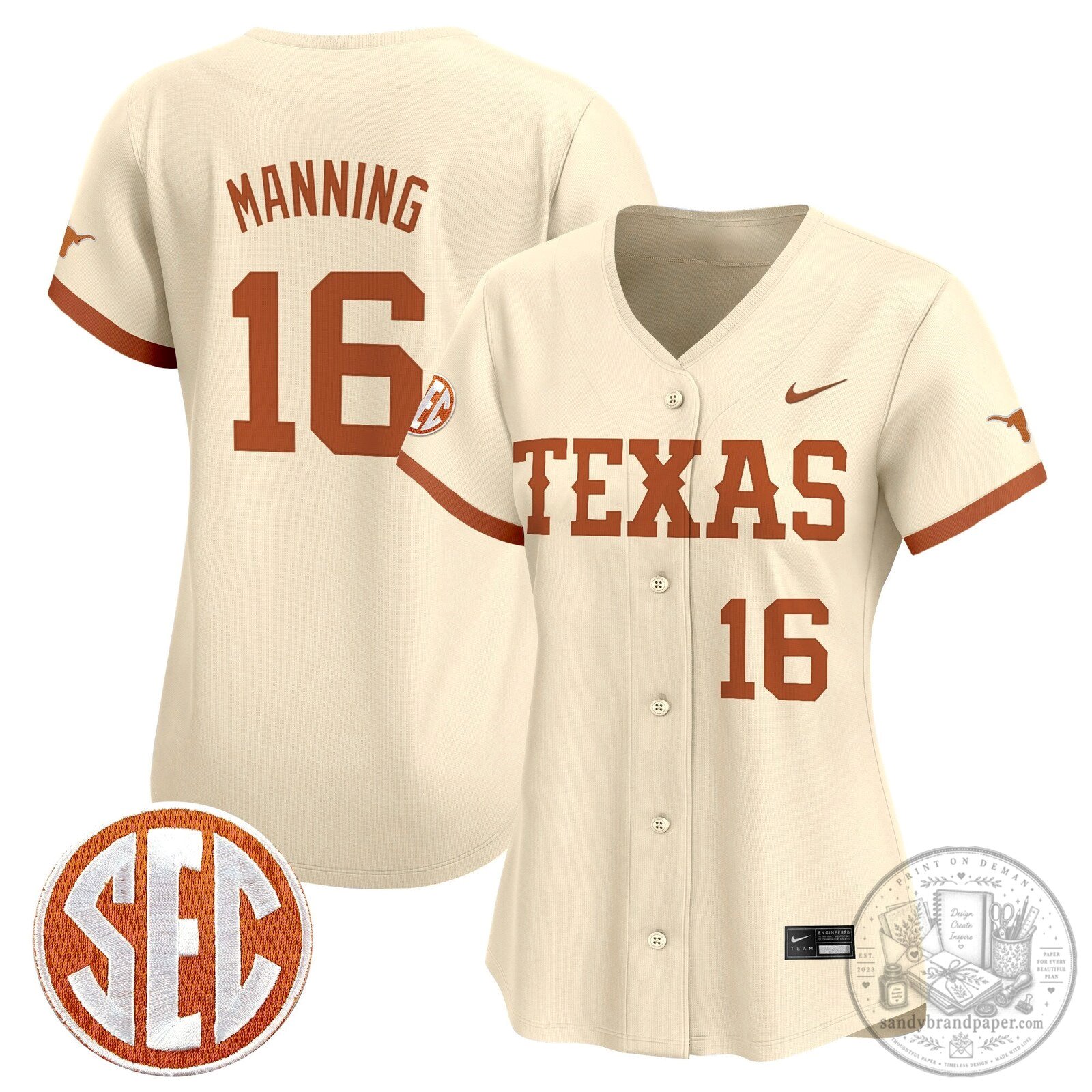 Texas Longhorns Arch Manning 16 2025 Vapor Baseball Jersey