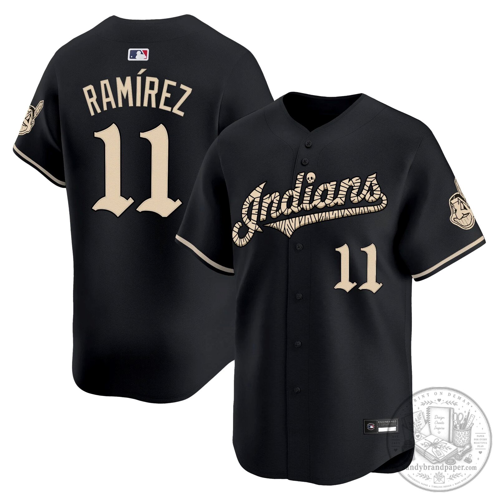 Cleveland Guardians Jose Ramirez Black Halloween Mummy Edition Baseball Jersey
