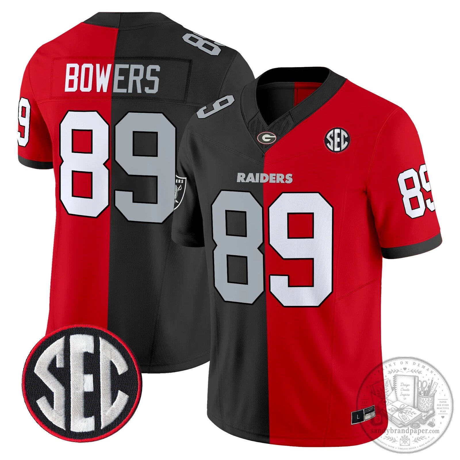 Brock Bowers Georgia Bulldogs Split Red Black Football Jersey