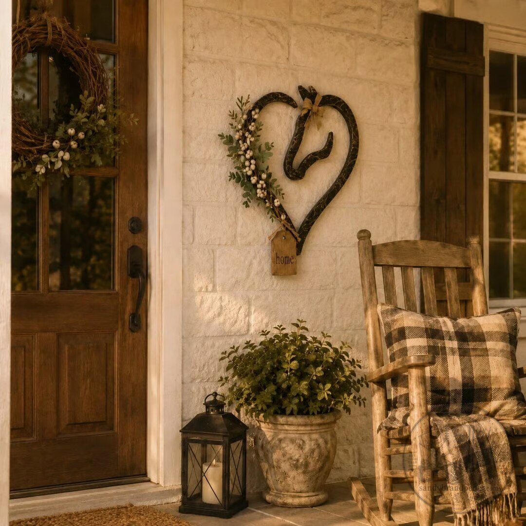 Rustic Horse Head Heart Wall Decor with Greenery, Farmhouse Equestrian Home Accent 3 Rustic Horse Head Heart Wall Decor with Greenery, Farmhouse Equestrian Home Accent