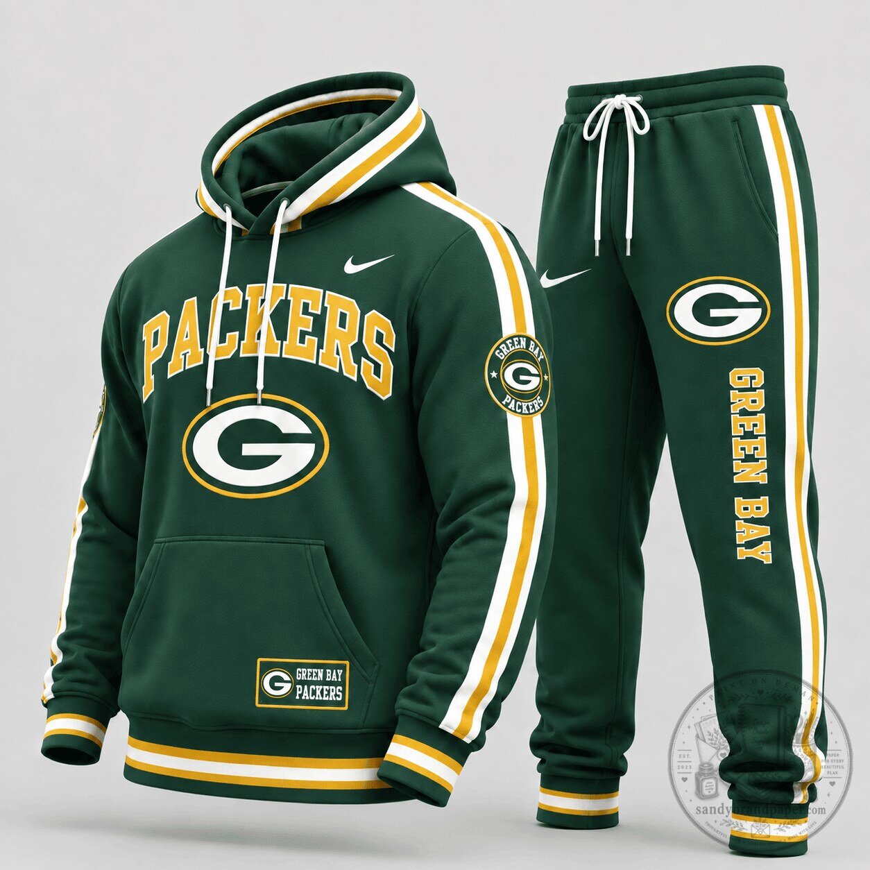 Green Bay Packers NFL Football Team Logo Dark Green Hoodie and Pants Set
