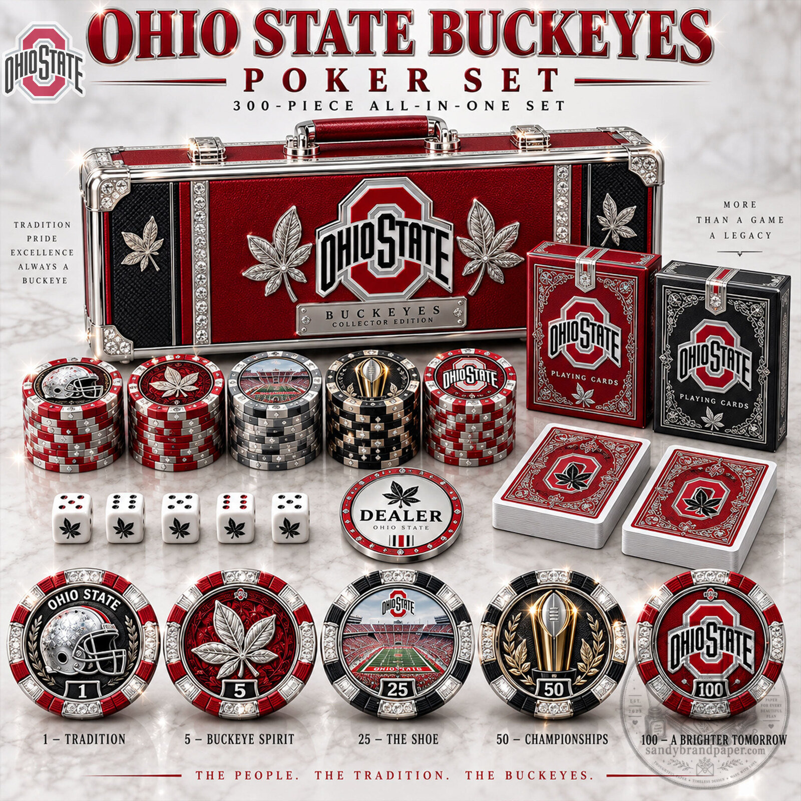 Ohio State Buckeyes 300-Piece All-in-One Collector's Edition Poker Set 1 Ohio State Buckeyes 300-Piece All-in-One Collector