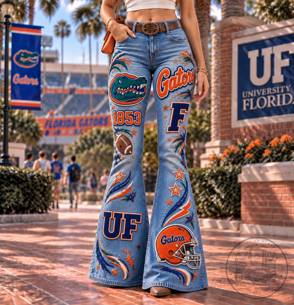 Florida Gators University of Florida Bell Bottom Flared Jeans for Women 1 Florida Gators University of Florida Bell Bottom Flared Jeans for Women