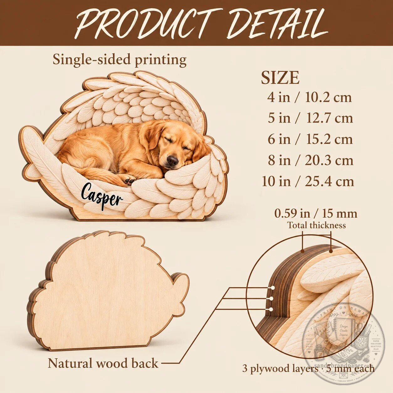 Custom Pet Photo Sleeping Angel Wings Memorial Wooden Block 7 Custom Pet Photo Sleeping Angel Wings Memorial Wooden Block