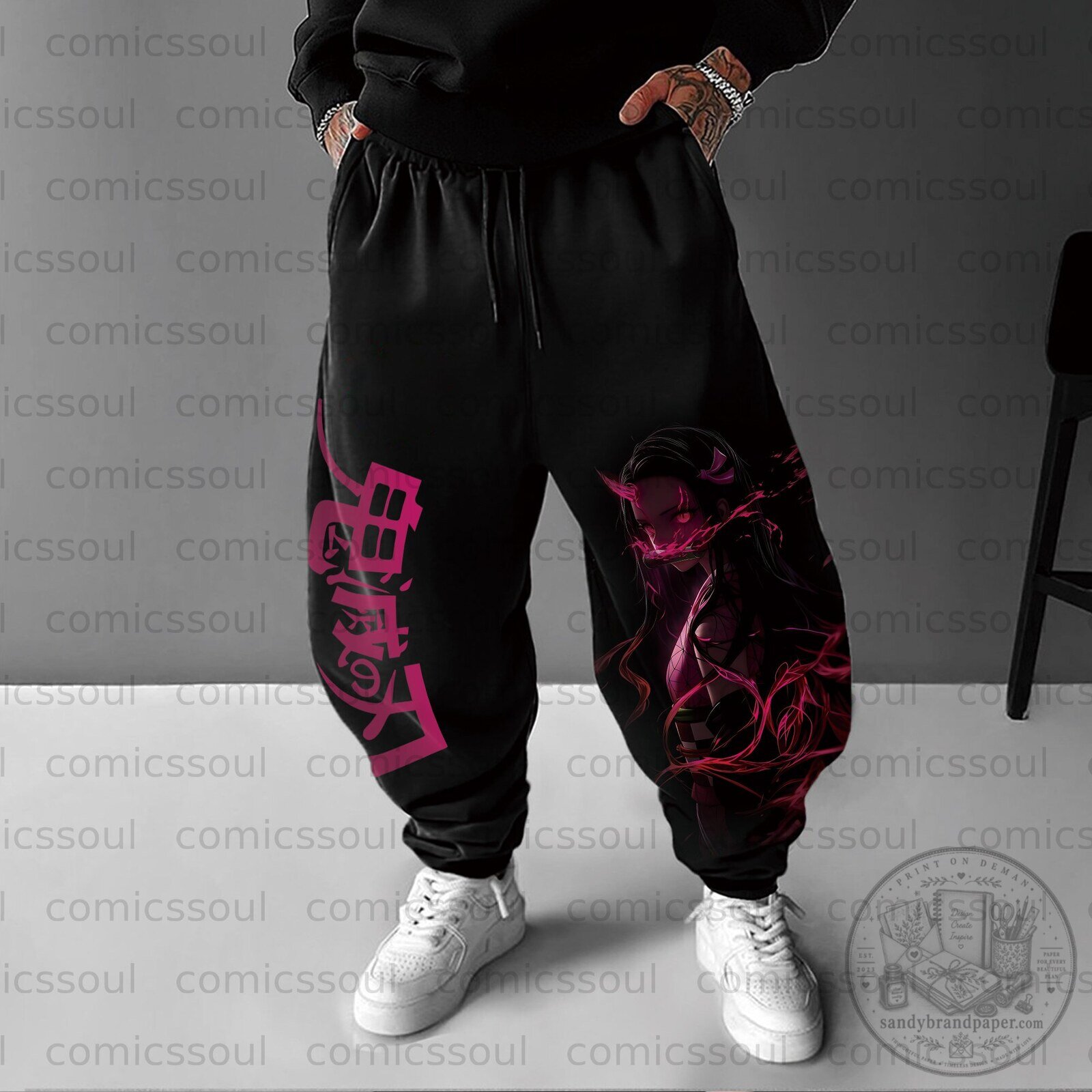Nezuko Kamado Anime Graphic Pants for Streetwear from Demon Slayer