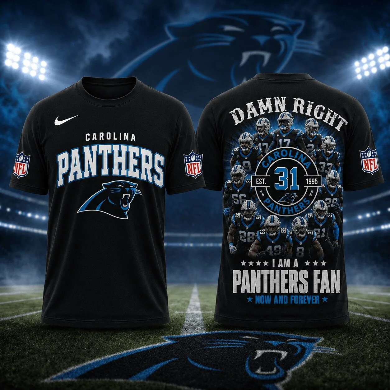 Carolina Panthers Fan Shirt, NFL Football Team Black T-Shirt