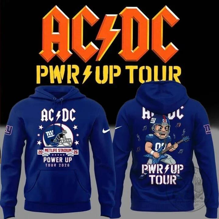 AC/DC Power Up Tour 2026 New York Giants Football Hoodie