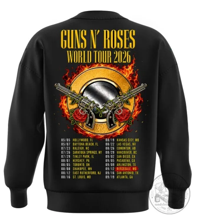 Guns N' Roses Ridgedale MO 2026 World Tour Skull Design Sweatshirt 5 Guns N