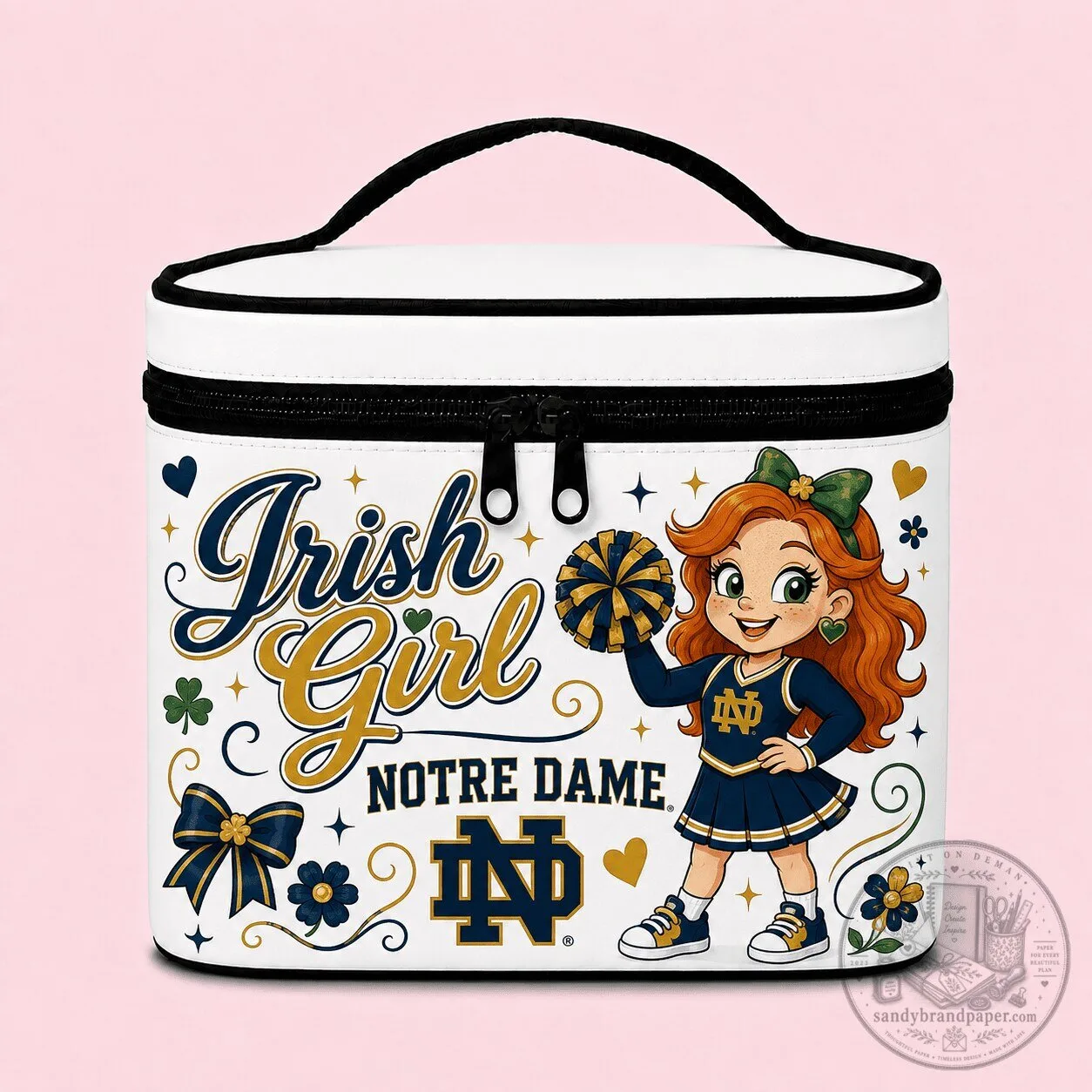 Notre Dame Fighting Irish Girl Cheerleader Makeup Bag