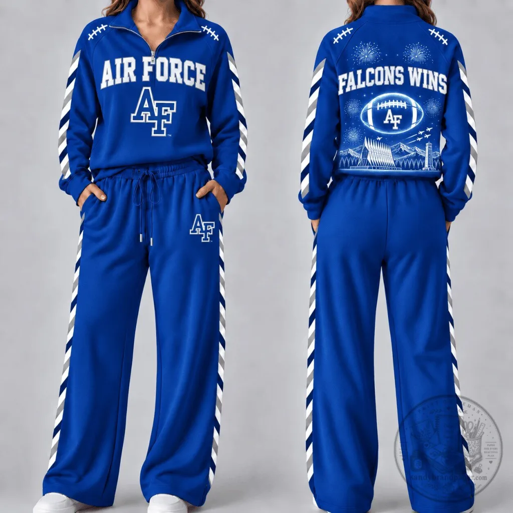 Air Force Falcons Football Quarter-Zip Pullover and Wide-Leg Pants Set Air Force Falcons Football Quarter-Zip Pullover and Wide-Leg Pants Set