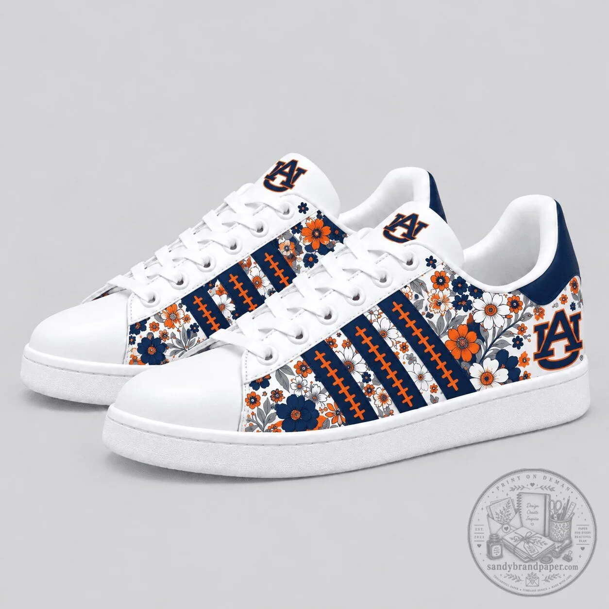 Auburn Tigers Floral Pattern Custom Sneakers for Women 1 Auburn Tigers Floral Pattern Custom Sneakers for Women