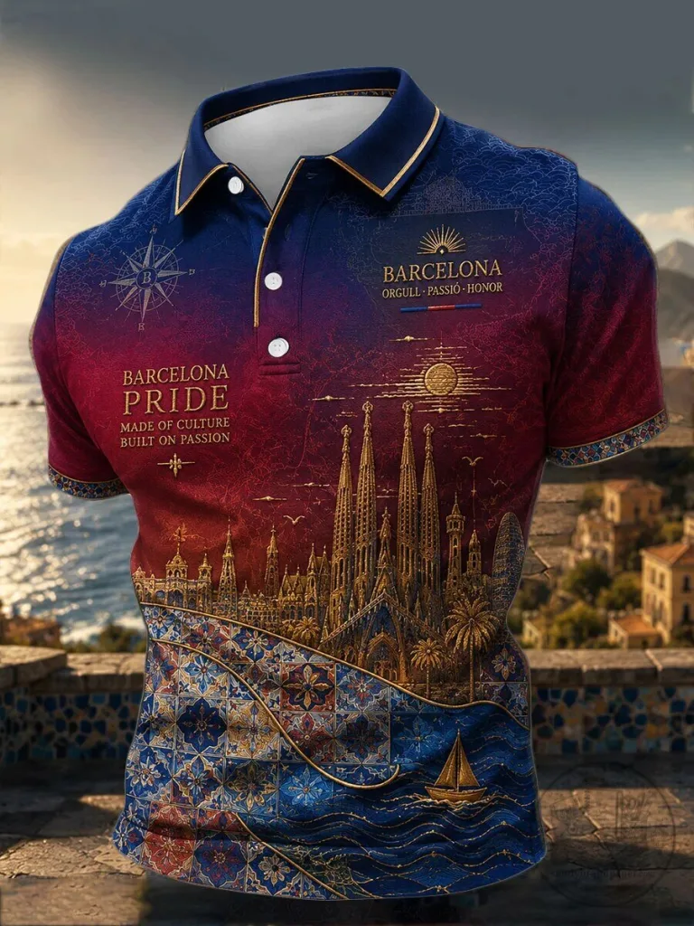 Barcelona Pride Ornate Floral Art Men's Polo Shirt 35 Barcelona Pride Ornate Floral Art Men's Polo Shirt