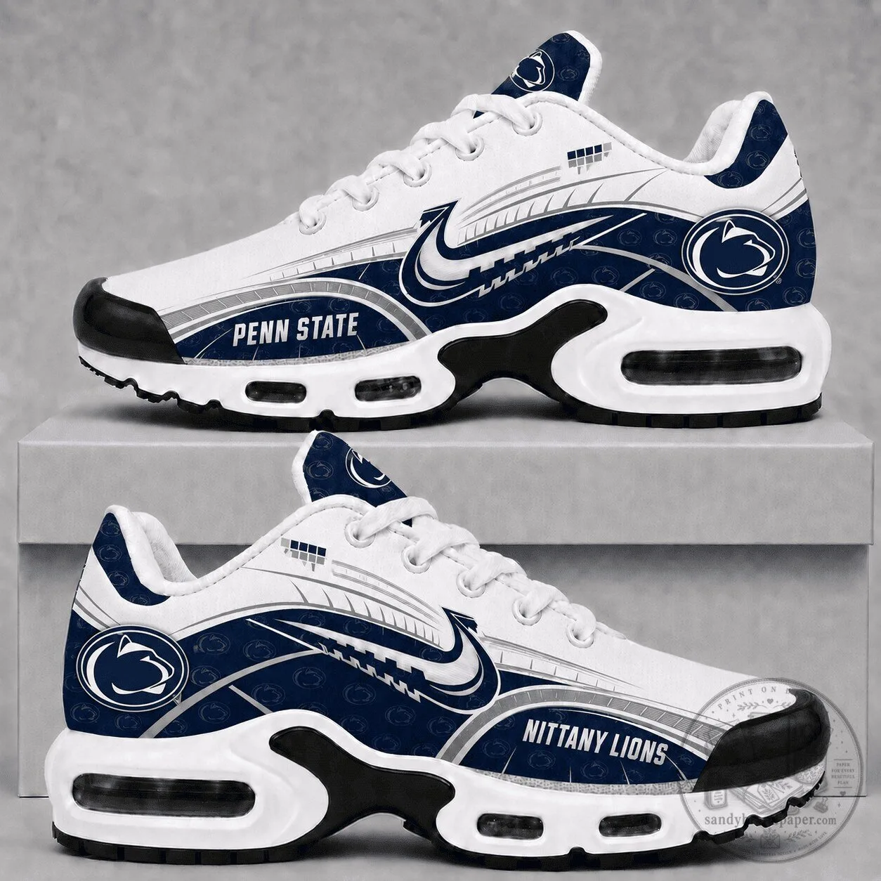 Penn State Nittany Lions Team Logo White and Blue Running Shoes