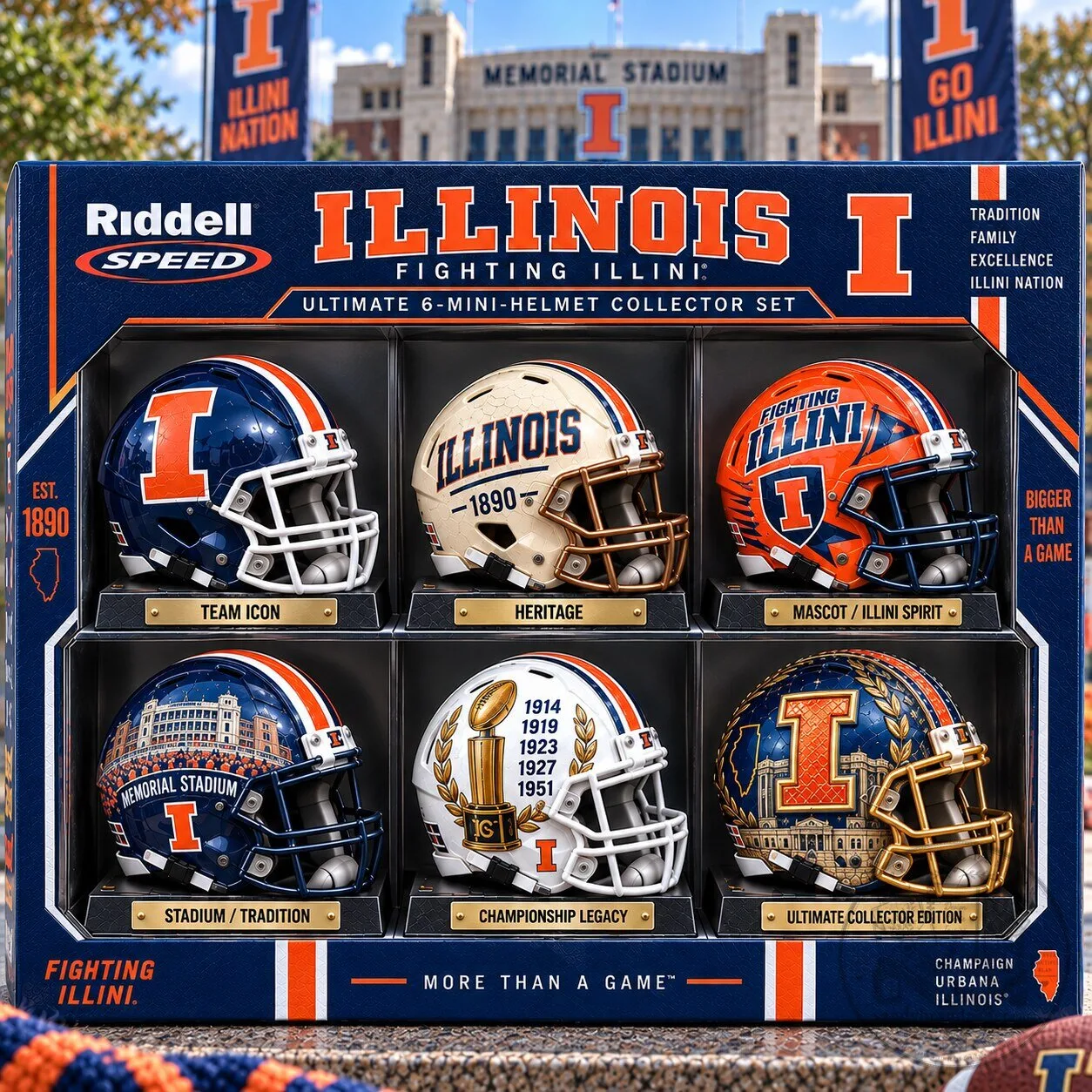 Illinois Fighting Illini Ultimate 6-Mini-Helmet Collector Set