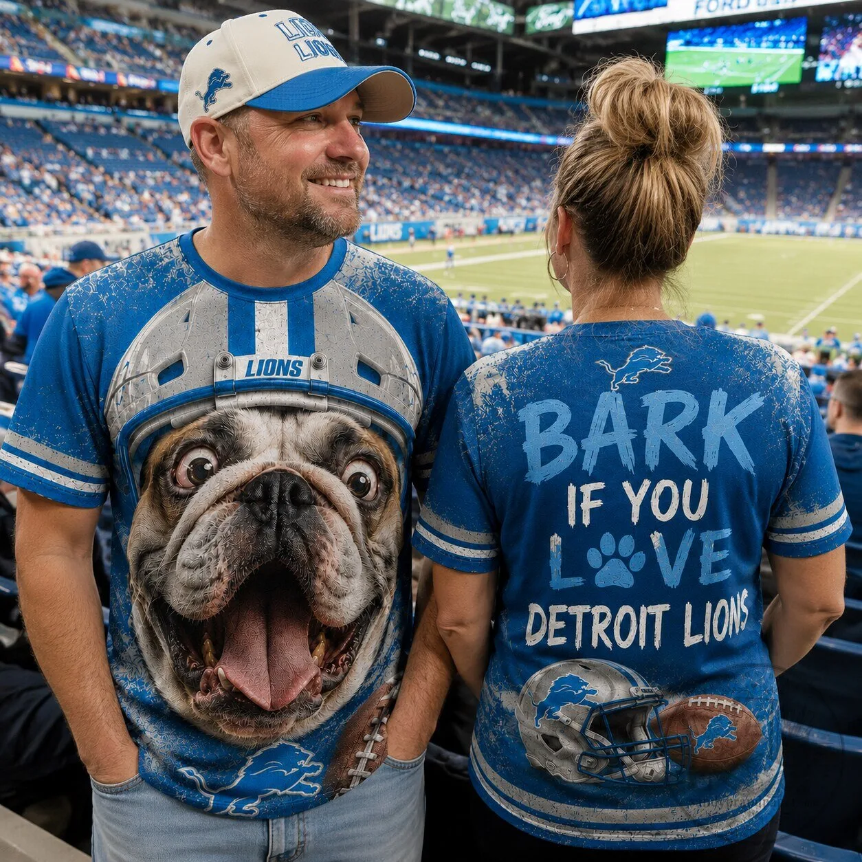Detroit Lions Football Bulldog Helmet Funny Fan T-Shirt