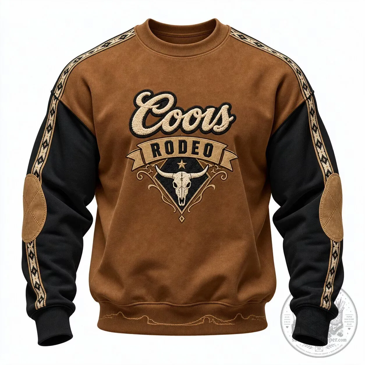 Coors Rodeo Bull Skull Western Cowboy Long-Sleeve Sweatshirt