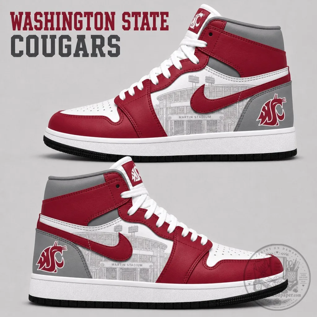 Washington State Cougars Martin Stadium High-Top Sneakers Washington State Cougars Martin Stadium High-Top Sneakers