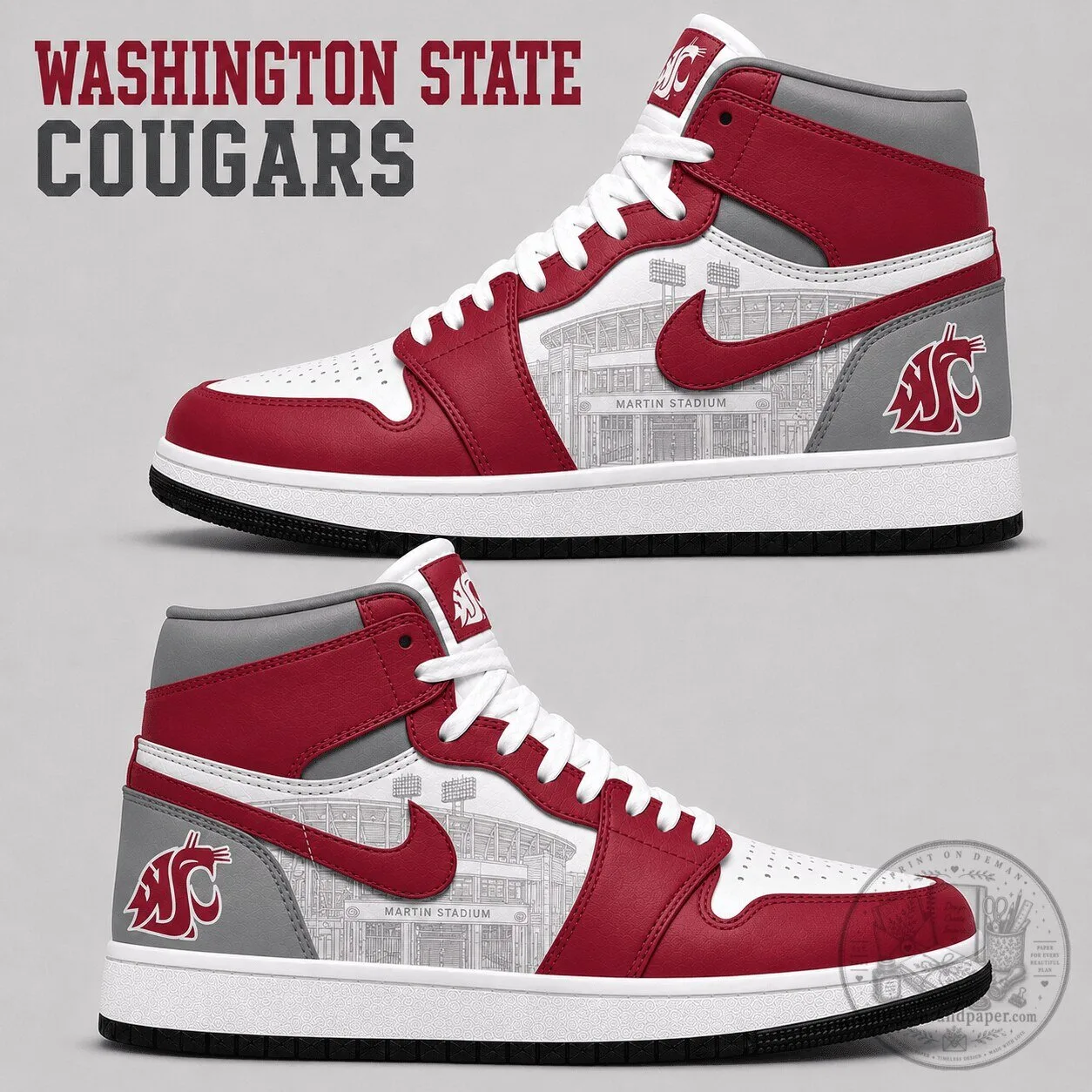 Washington State Cougars Martin Stadium High-Top Sneakers