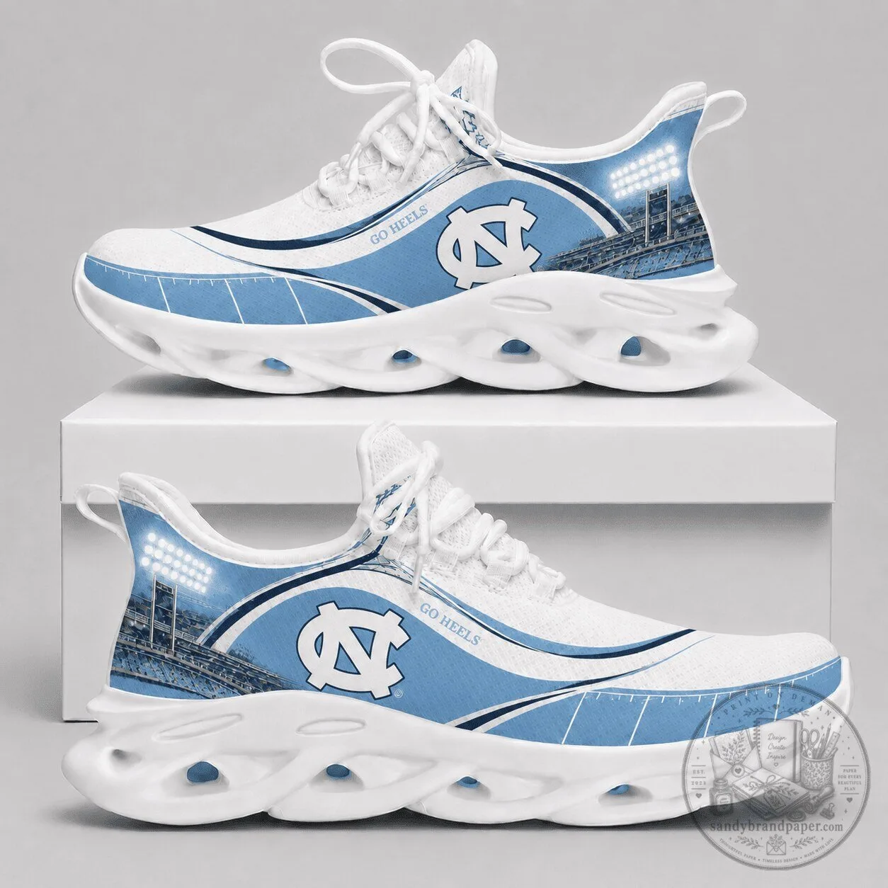 North Carolina Tar Heels Stadium Lights Sports Fan Shoes