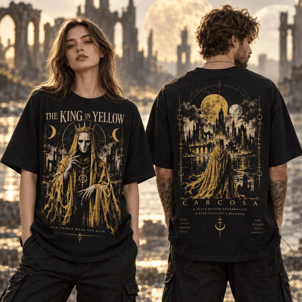 The King in Yellow Carcosa Cosmic Horror Graphic T-Shirt The King in Yellow Carcosa Cosmic Horror Graphic T-Shirt
