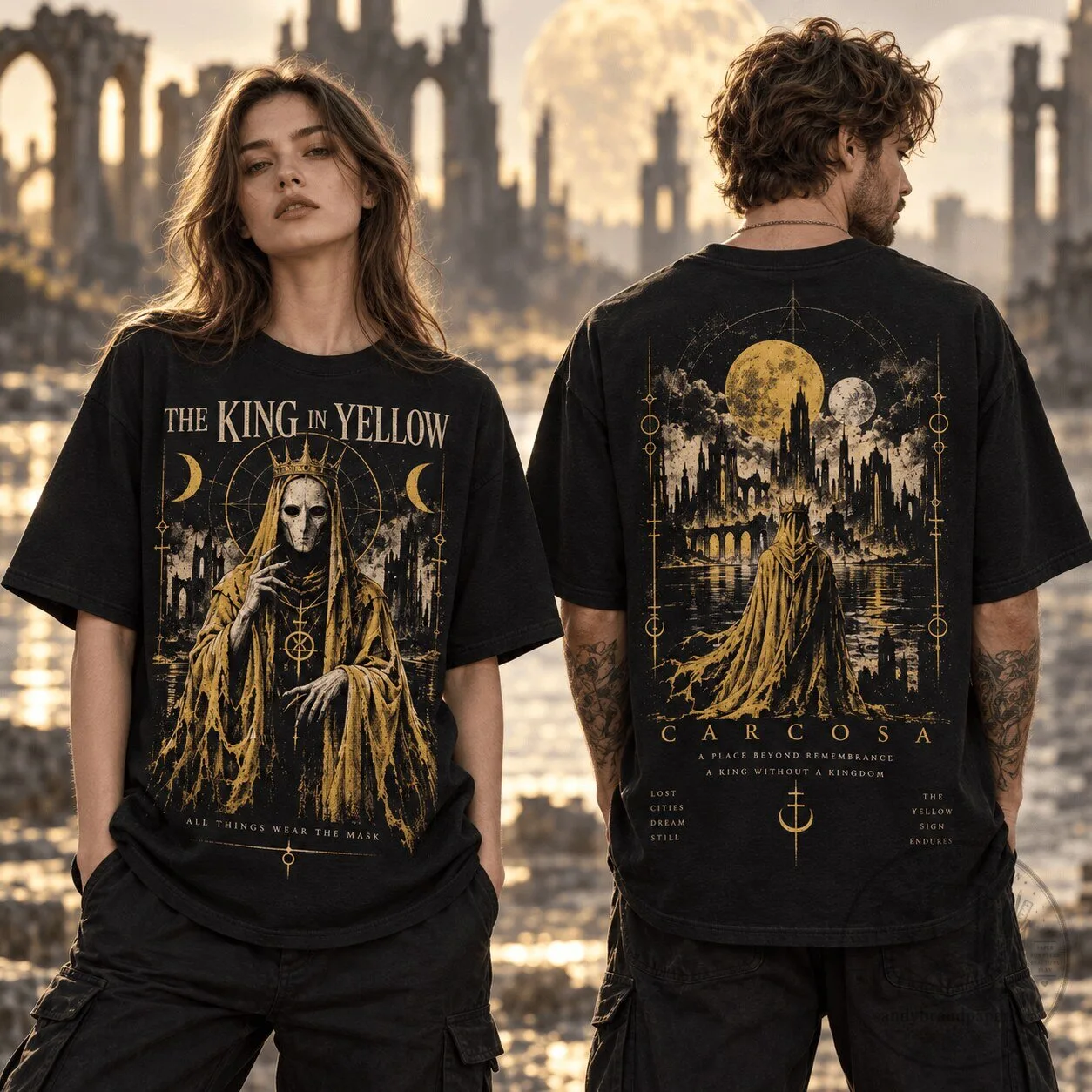 The King in Yellow Carcosa Cosmic Horror Graphic T-Shirt