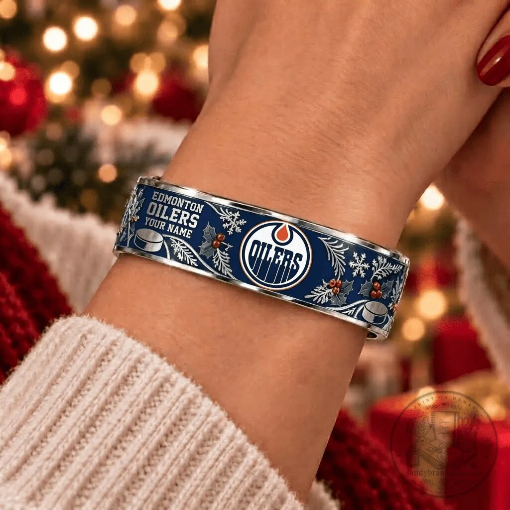 Edmonton Oilers Christmas Holiday Hockey Fan Bracelet Personalized Gift