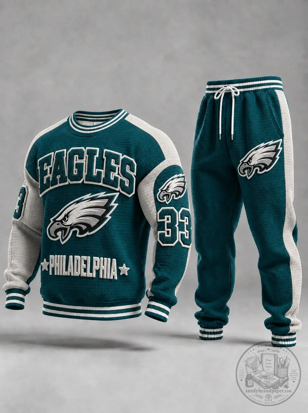 Philadelphia Eagles Football Team Crewneck Sweatshirt and Sweatpants Set