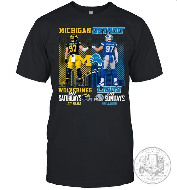 Aidan Hutchinson Michigan Wolverines Detroit Lions Saturdays Sundays Go Blue T-Shirt