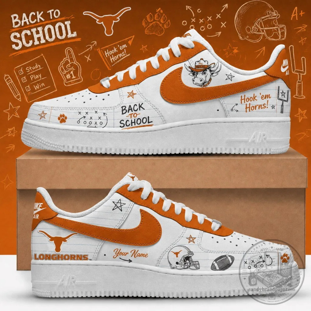 Back to School Texas Longhorns Custom Sneakers for College Students Back to School Texas Longhorns Custom Sneakers for College Students