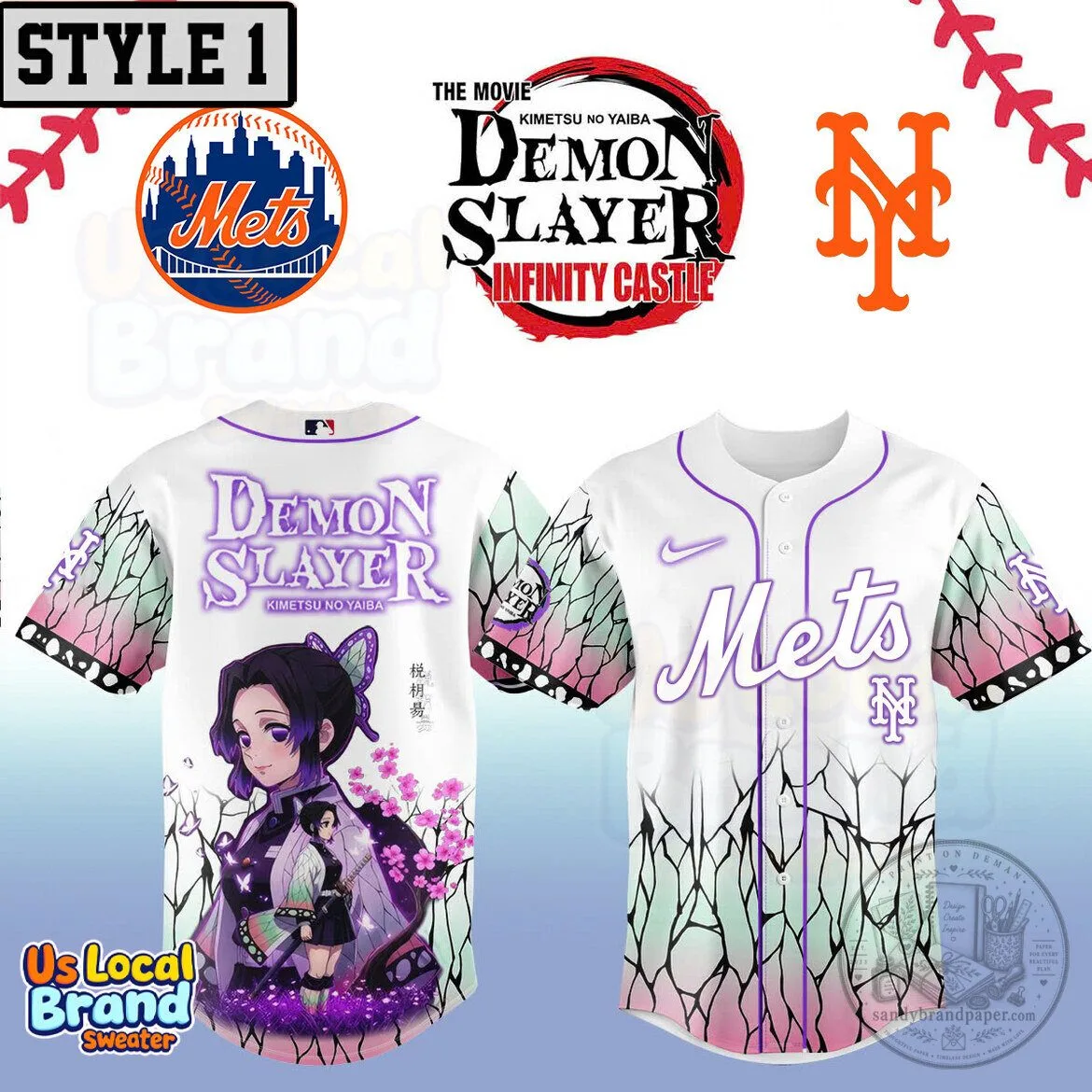 New York Mets Demon Slayer Shinobu Kocho Baseball Jersey