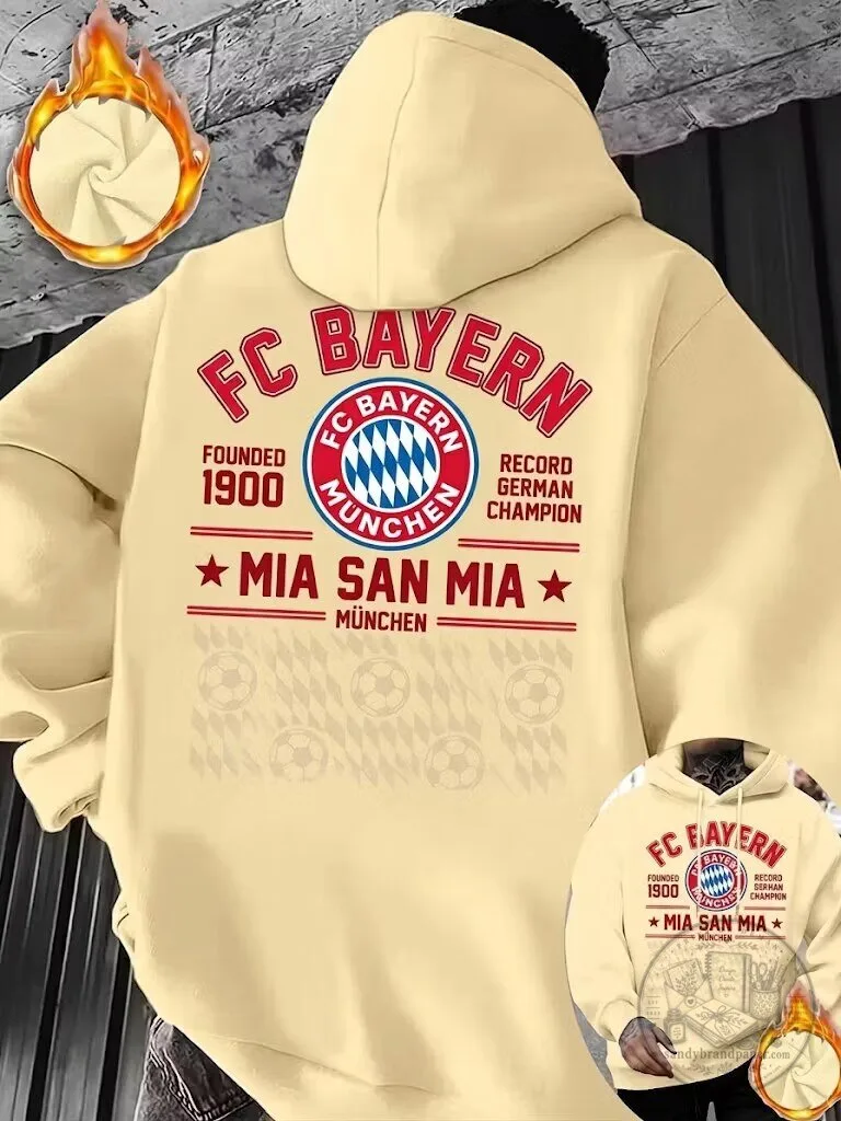 FC Bayern Munich Football Club Mia San Mia Logo Cream Hoodie