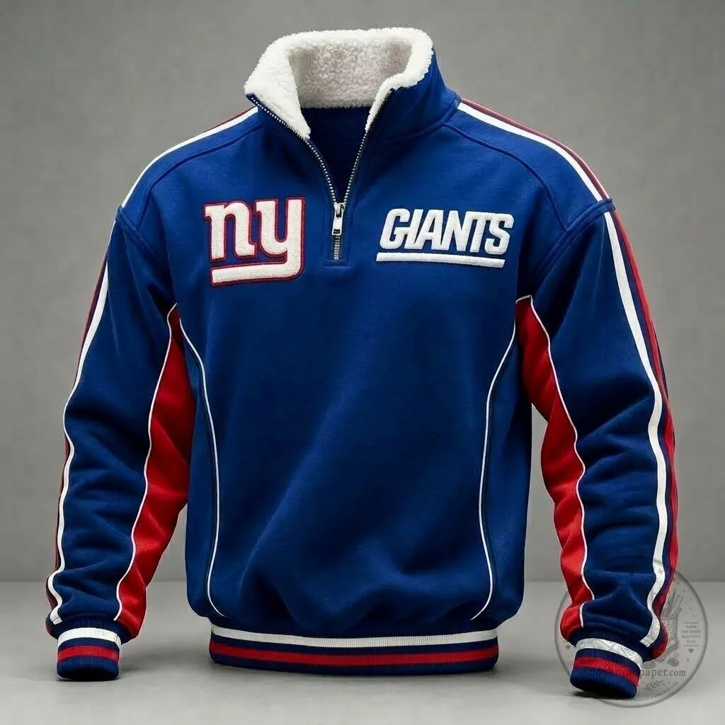 New York Giants Quarter-Zip Sherpa-Lined Pullover Jacket