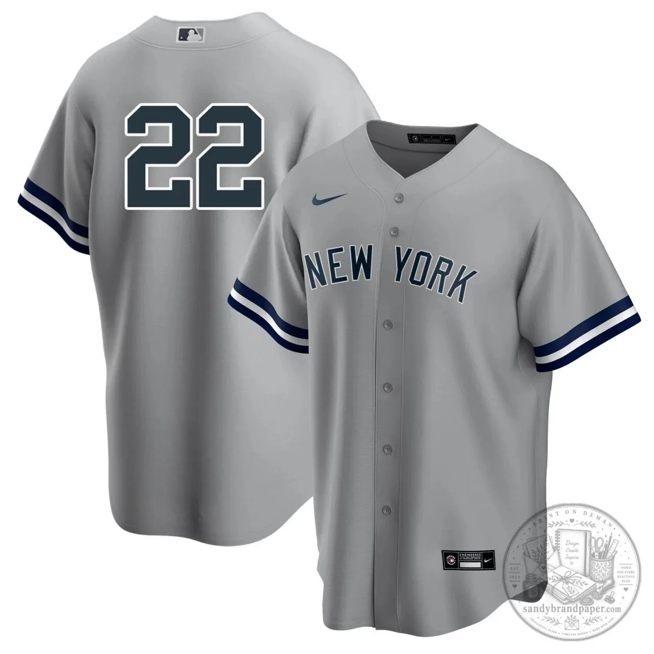 Juan Soto New York Yankees Gray Baseball Jersey Number 22