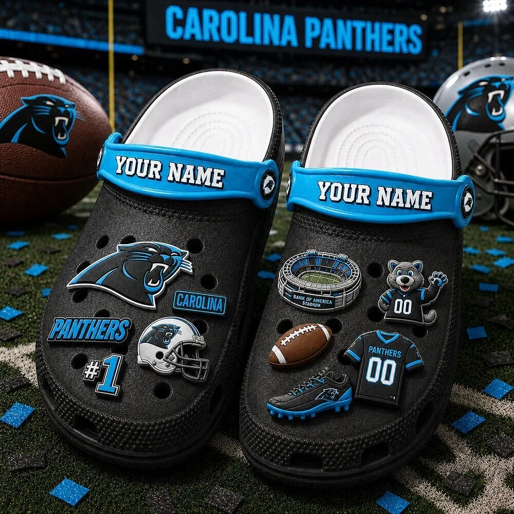Carolina Panthers NFL Team Logo Custom Name Crocs Shoes