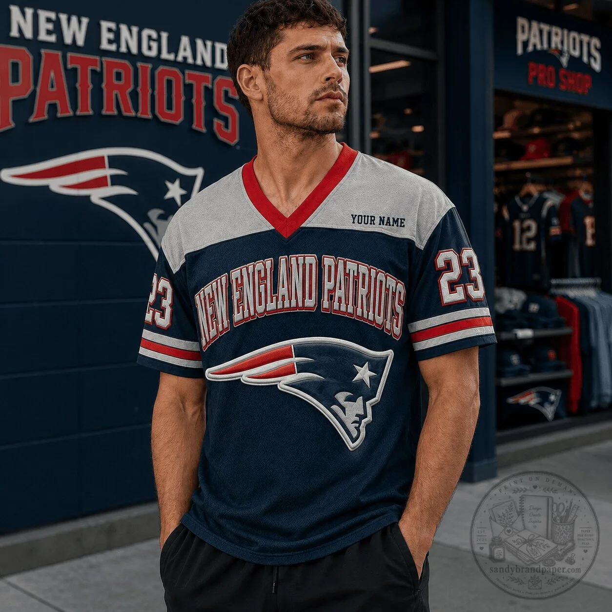 New England Patriots Fan Shirt Custom Name Number Football Jersey for Men
