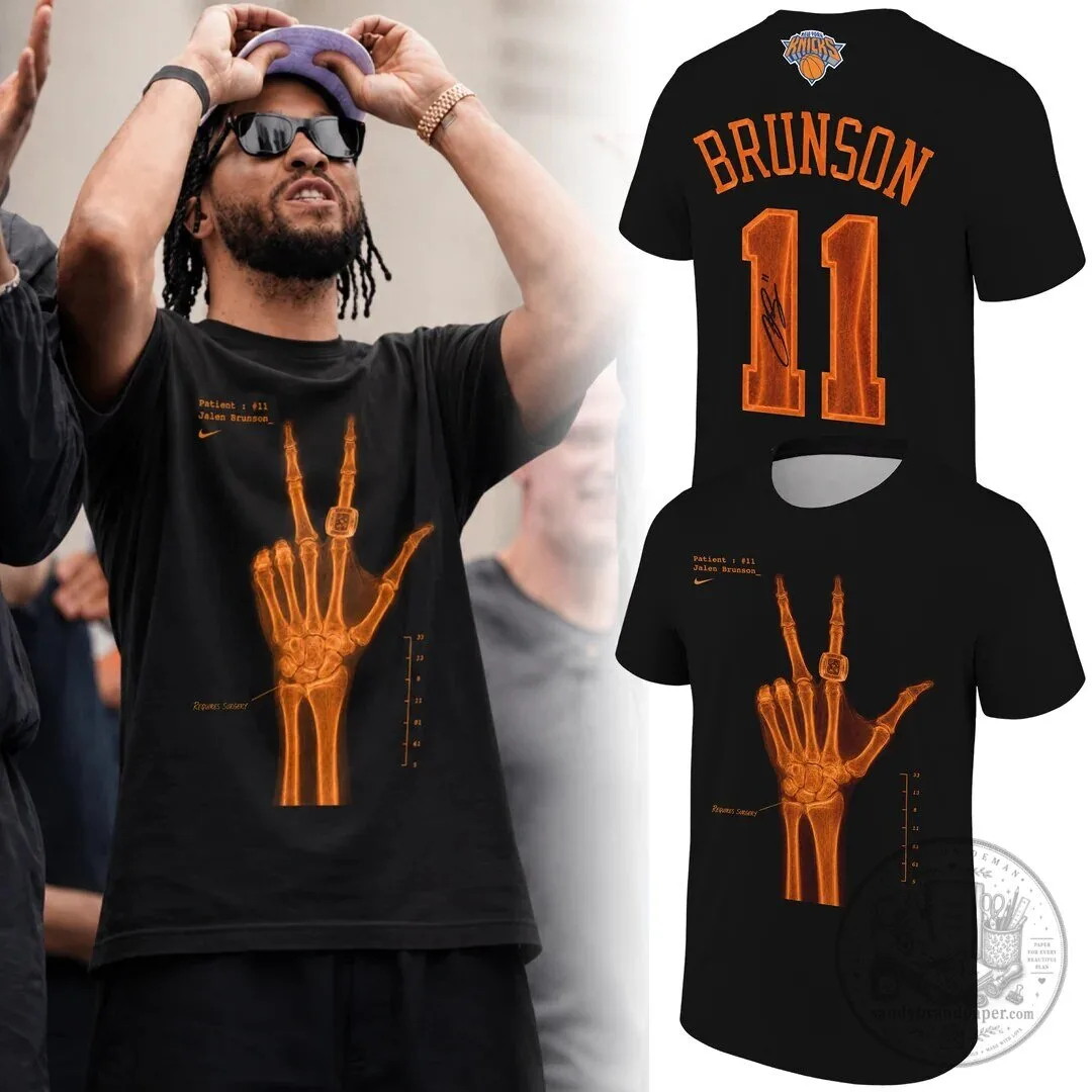 Jalen Brunson X-Ray Hand Signature Black T-Shirt