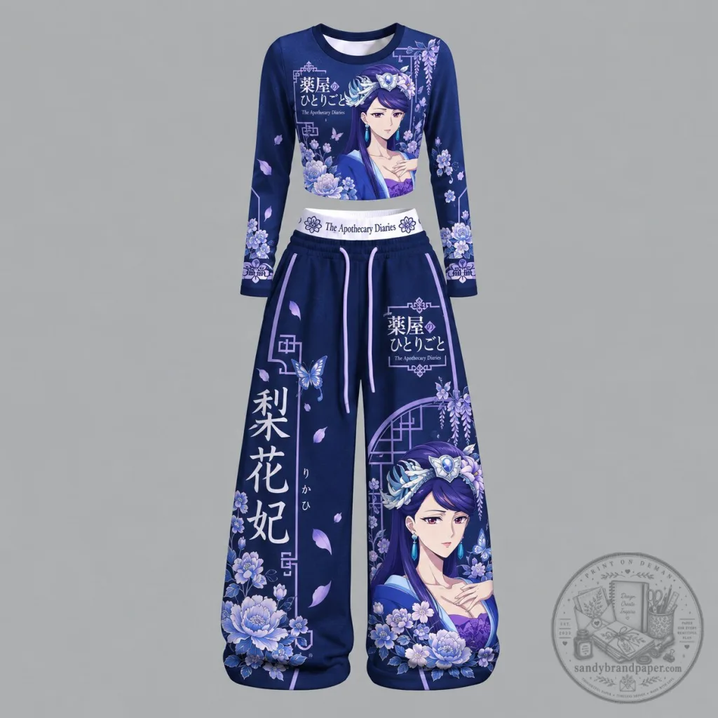 The Apothecary Diaries Maomao Anime Character Long Sleeve Crop Top and Wide Leg Pants Set The Apothecary Diaries Maomao Anime Character Long Sleeve Crop Top and Wide Leg Pants Set