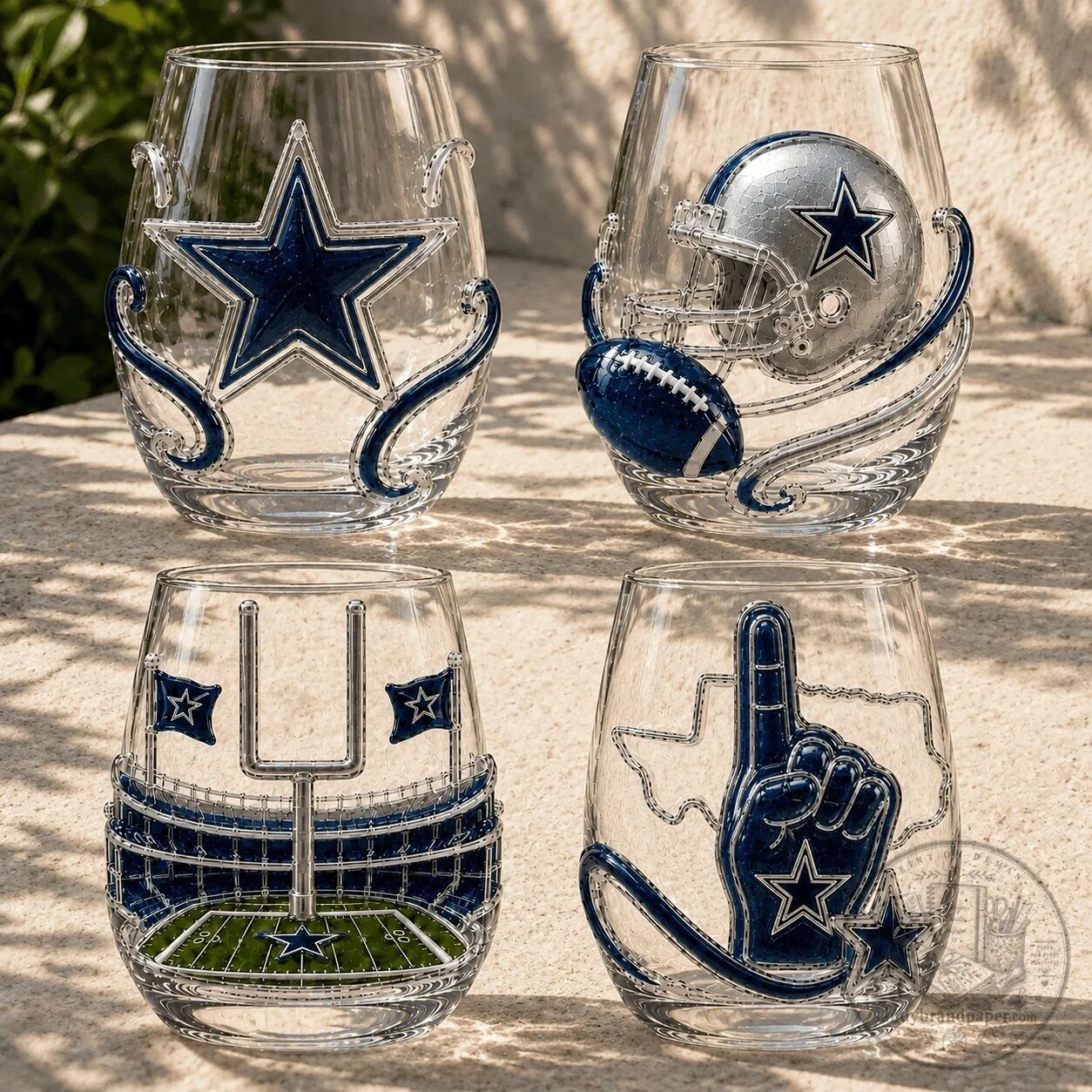 Dallas Cowboys Stemless Wine Glass Set