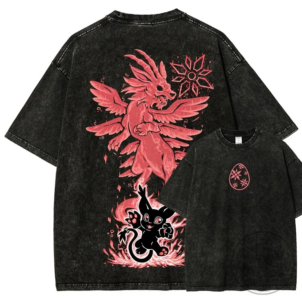 Digimon Adventure Agumon and Gabumon Evolution Washed T-Shirt