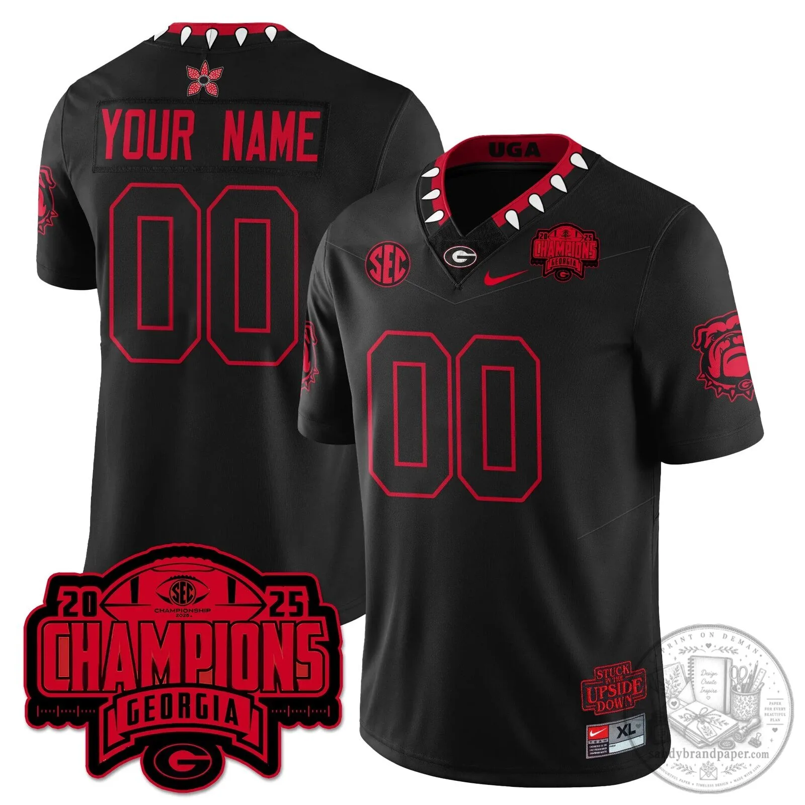 Custom Black Jersey for 2025 SEC Championship Georgia Bulldogs Football