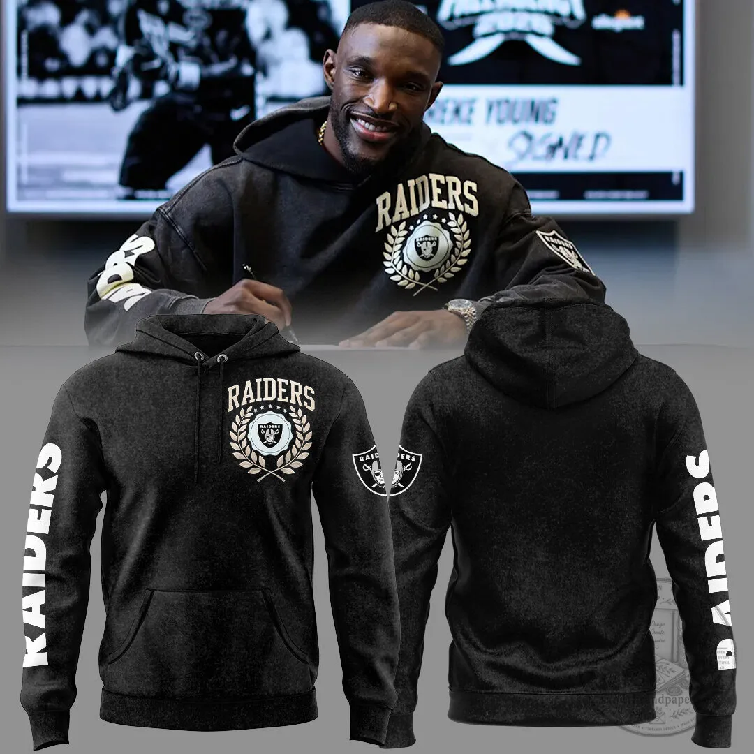 Black Hoodie featuring the Las Vegas Raiders Football Team Logo