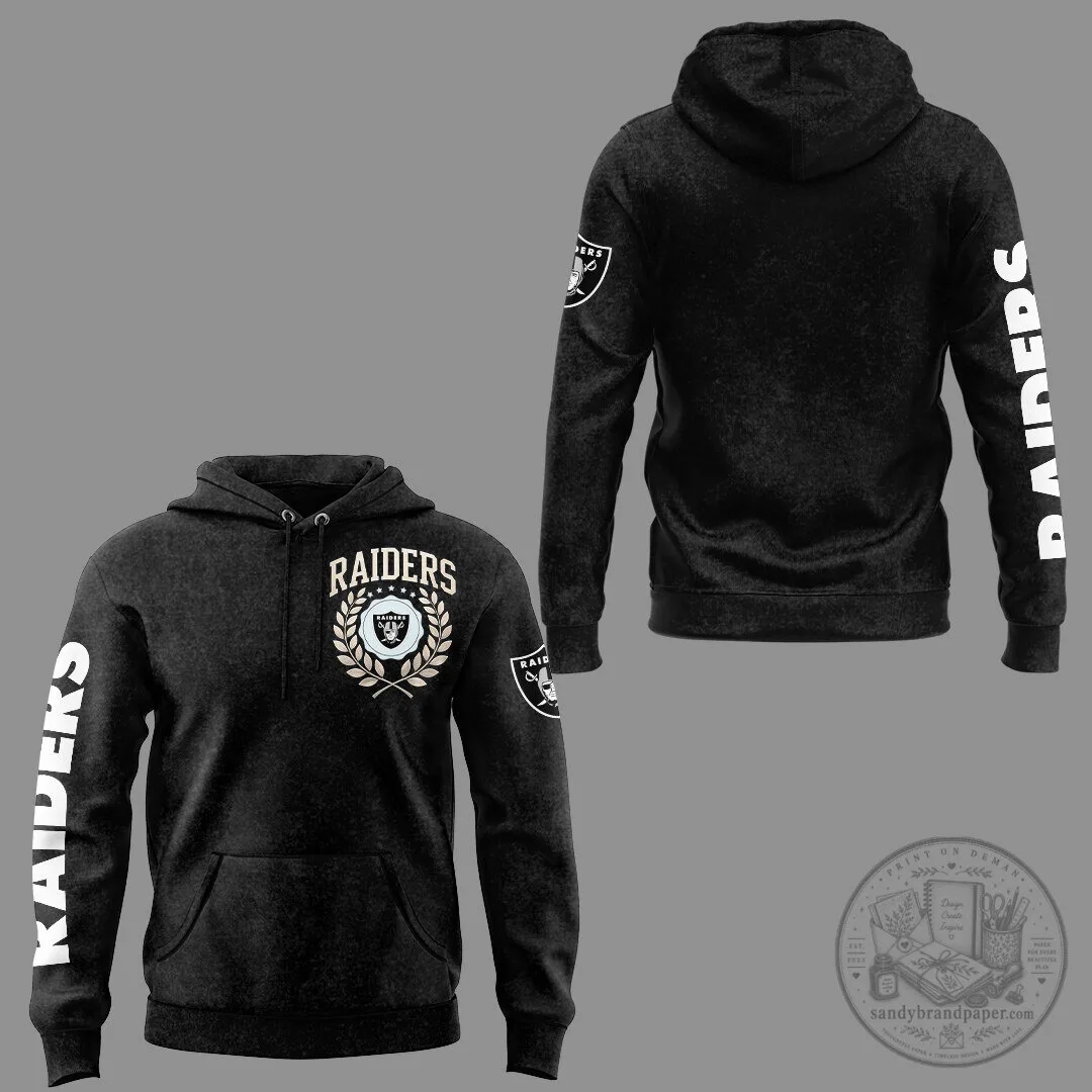 Black Hoodie featuring the Las Vegas Raiders Football Team Logo 4 Black Hoodie featuring the Las Vegas Raiders Football Team Logo