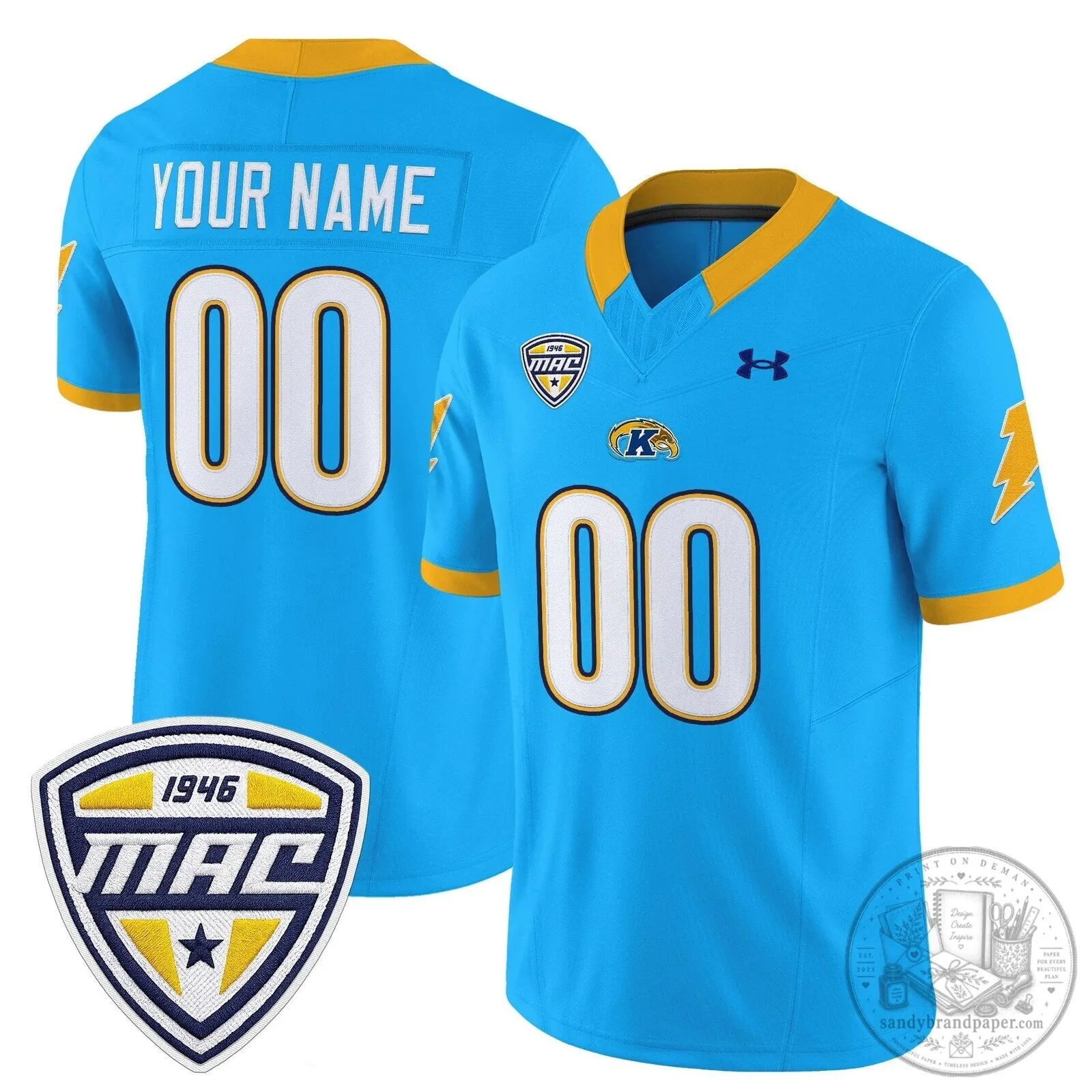 Personalized Football Jersey for Kent State Golden Flashes Team 8 Personalized Football Jersey for Kent State Golden Flashes Team